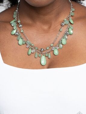 Green Teardrop Multi-Chain Necklace Set